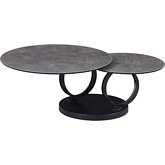 Dallas Coffee Table in Black Ceramic & Black Steel